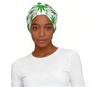Green Leaf. Print Minimalist Turban for Women Soft Elastic Printed Head Wrap Daily Comfort Classic Headscarf