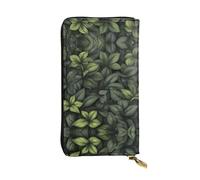 Green Leaf Printed leather wallet, 7.5 x 4.1-inch long credit card holder, portable travel cash wallet
