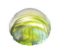 Green Leaf Reflecting In River Water,Shower Cap Nightcap Double Layer Waterproof Elastic Bath Cap Reusable Hair Cap