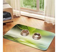 Green Leaf Reflecting In River Water,Waterproof Pet Feeding Mat,PU Leather Placemats for Cat Dog Water Bowl,Food Mats,40x60cm