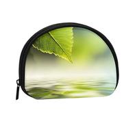 Green Leaf Reflecting in River WaterSmall Makeup Sanitary Napkin Storage Bag,Women's Cosmetic Coin Purse