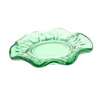 Green Leaf Shaped Glass Candle Holder Plate for Table Decor | Portable, Lightweight, Space Saving Design, Elegant Delicate Style, for Candlelight Dinner and Scene Layout