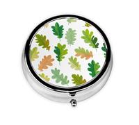 Green Leaf Small Pill Box 3 Compartment Portable Pill Box for Purse Pocket Yellow Leaves Mini Medicine Organiser for Daily Vitamin Fish Oil Storage