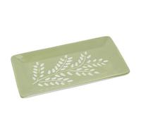 Green Leaf Trinket Dish, 21cm Secret Garden Ceramic Rectangular Jewellery Tray Decorative Ring Dish Vanity Plate