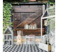 Green Leaf Vine Vintage Wooden Door Art 3D Wallpaper Luxury Home Dining Decor Paste Sofa Living Room The Wall for Bedroom Mural-150cm×105cm