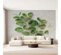 Green Leaf Wallpaper for Living Room, Botanical Plant 3D Wall Mural for Bedroom 400x280 cm, Non-Woven Photo Wallpaper, Home Decor D&O136