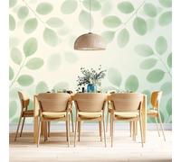 Green Leaf Wallpaper Natural Scenery Warm Beige Non-Woven Wallpaper Woods Scenery 3D Wall Mural Modern Wall Art Poster Mural for Living Room Bedroom Tv Backdrop 500Cm (W) X280Cm (H)