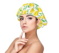 Green Leaf Yellow Lemon Pattern,Adjustable Silk Hair Wrap Adult's Satin Sleeping Cap Hair Women's Elastic Sleep Bonnet