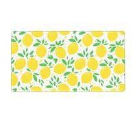 Green Leaf Yellow Lemon Pattern,Mouse Pad Large Desk Pad Computer Keyboard Mouse Mat with Non Slip Rubber Base 40 x 70 cm