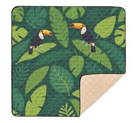 Green-leafed Toucan Large Non-Slip Baby Playmat for Floor Portable Foldable Baby Play Tummy Time Mat for Babies Infants Toddlers, 50'' x 50''tapete Piano para Bebes