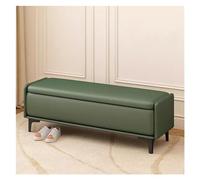 Green Leather Storage Ottoman Bench | Lift Top Footstool for Living Room & Hallway | Rectangle Coffee Table & Bed End Stool | 60CM Modern Design