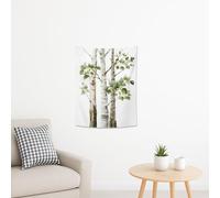 Green Leaves and Birch Trees Tapestry, Nature-Inspired Decor Wall Hanging, Seasonal Aesthetic for Bedroom, Living Room, Cozy Spaces 30x40 Inch