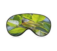 Green Leaves and Birds Eye Mask, Adjustable Strip, Blocks Light Sleep Mask, Sleep Eye Mask for Night Sleeping Travel Nap 8.1 * 4.1 Inches