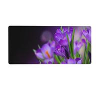 Green Leaves and Purple Flowers Print Gaming Mouse Pad XXL Mousepad Keyboard and Mouse-Pads Desk Mat Office,35.5in X 16 in
