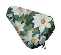 Green Leaves And White Flowers Bike Seat Cover, Extra Soft Comfy Bicycle Cover, Rain Sun Protector Seats Protectors Durable Dustproof Covers for City Mountain Bikes