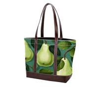 Green Leaves and Yellow Pears-1926 Shoulder Purses for Women Large Soft Washed Leather Purses and Durable Handbags, Multicolor 05, 33.8x12x31cm/13.3x4.7x12.2 in