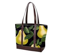 Green Leaves and Yellow Pears-1992 Shoulder Purses for Women Large Soft Washed Leather Purses and Durable Handbags, Multicolor 02, 33.8x12x31cm/13.3x4.7x12.2 in