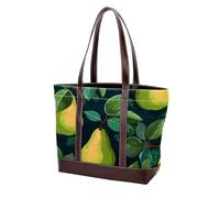 Green Leaves and Yellow Pears-1992 Shoulder Purses for Women Large Soft Washed Leather Purses and Durable Handbags, Multicolor 10, 33.8x12x31cm/13.3x4.7x12.2 in