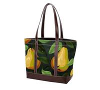 Green Leaves and Yellow Pears-1992 Shoulder Purses for Women Large Soft Washed Leather Purses and Durable Handbags, Multicolor 07, 33.8x12x31cm/13.3x4.7x12.2 in