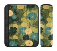 Green Leaves Art Retro 2 pcs Cute seat Belt Covers Stop seat Belt Cutting into Neck for Van forro para cinturon de seguridad