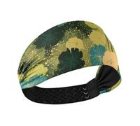 Green Leaves Art Retro Moisture Wicking wide headbands for women Stretchy hairbands for hiking washing face tennis Gym diademas para el pelo de mujer