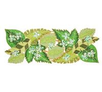 Green Leaves Beaded Table Runner 36 Inches Long - Beautiful Fancy Elegant Decorative Glitz Runner Perfect for Dining Table Décor, Easter, Farmhouse, Wedding, Living Room, Party - 13x36 Inch