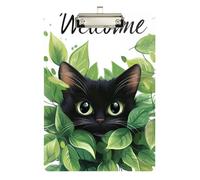 Green Leaves Cat Binder with clipboard Inside Hard Board for Nursing Student Trade Quest Size 9 x 12 Silver