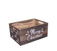 green leaves Christmas Edition Wooden Crates Retail Display Storage Box Gift Hamper Eve Box (1, Brown)