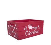 green leaves Christmas Edition Wooden Crates Retail Display Storage Box Gift Hamper Eve Box (2, Red)