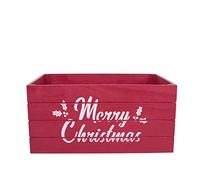 green leaves Christmas Edition Wooden Crates Retail Display Storage Box Gift Hamper Eve Box (3, Red)