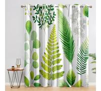 Green Leaves Curtains Blackout, 46x54 Inch 2 Panels - Nature Botanical Leaf Pattern Black Out Curtains, Home Decor, 54 Drop Eyelet Window Drapes for Bedroom, Living Room X&B-66