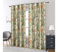 Green Leaves Curtains for Living Room, Bedroom, Orange Floral Blackout Curtains 46 x 54, patterned Drapes 54 inch Drop, Thermal Insulated Eyelet Window Treatments, 2 PanelsJC343