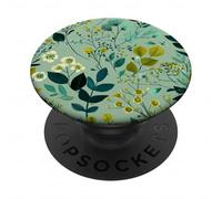 Green Leaves Floral Flower Flowers Pattern Print PopSockets Adhesive PopGrip