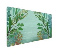 Green Leaves Gamer Desk Mat (1000x500x2mm) | Anti-Slip Rubber Base with Anti-Fray Stitched Borders