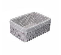 green leaves Grey Wicker Gift Hamper Basket with Removable Liner, Medium