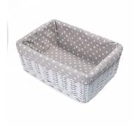 green leaves Hamper Baskets for Gifts Empty, Small Woven Wicker Storage Basket, Pink Wicker Baby Baskets for Hampers, Gifts, Grey Storage Basket Hampers (White, Large)