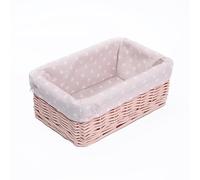green leaves Hamper Baskets for Gifts Empty, Small Woven Wicker Storage Basket, Pink Wicker Baby Baskets for Hampers, Gifts, Grey Storage Basket Hampers (Pink, Small)