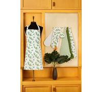 Green Leaves Kitchen Set - Oven Mitt, Oven Glove, Tea Towels & Apron Deyongs Green One Size