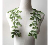 Green Leaves Lace Applique Mirror Pair Embroidery Leaves Sewing Lace Patch Delicate Accessories for Costumes,Dress,Jacket (Green)