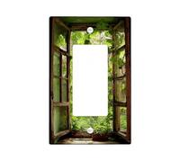 Green Leaves Light Switch Cover Plates/Outlet Covers, Lush Nature Decor for Home Accents, Thermoplastic Wall Plates, Standard Size Single Rocker