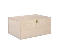 green leaves Natural Finish Wooden Storage Box DIY Crate With Hinged Lid And Locking Clasp (X Large)