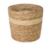 green leaves Natural Seagrass Indoor Planter Storage Basket Flower Pot with waterproof liner (Small)