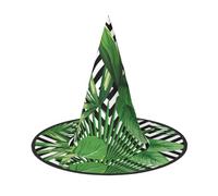 Green Leaves Of Palm Tree Tropical Plant Halloween Christmas Witch Hat, Men'S Funny Party Collocation, Suitable For Setting Off The Festive Atmosphere And Role-Playing, Activities And Performances.