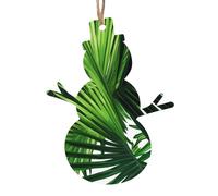 Green Leaves of Palm Tree Tropical Plant -Print Christmas Wooden Ornaments 2PCS- Handmade Eco-Friendly Hanging Decor For Tree Gifts Holiday Festivities.
