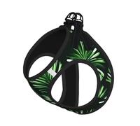 Green Leaves Of Palm Tree Tropical Plant Print Pet Leash Vest,Breathable Mesh Pet Harness, Reflective For Small Medium Dogs Safe Easy Walking