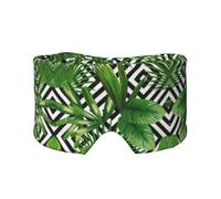 Green Leaves of Palm Tree Tropical Plant Print Sleep Eye and Ear Muffs Mask - Adjustable Yoga Travel Headband, Keep Warm Shading Comfortable Aid