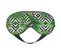 Green Leaves of Palm Tree Tropical Plant Print Soft Eye Mask, Adjustable Strap Soft Eye Cover Blindfold for Travel Yoga Nap Shift Work
