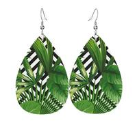 Green Leaves Of Palm Tree Tropical Plant Print Teardrop Earrings Dangle For Women Fashion Jewelry Festival Daily Wear Accessory