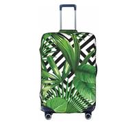 Green Leaves of Palm Tree Tropical Plant print Washable Travel Luggage Cover Abstract Colorful Print Luggage Suitcase Protector, White, Medium, White, Medium