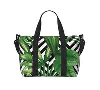 Green Leaves of Palm Tree Tropical Plant Printed Travel Duffel Bag for Women Men - Weekend Overnight Bags with Adjustable Shoulder Strap and Handle